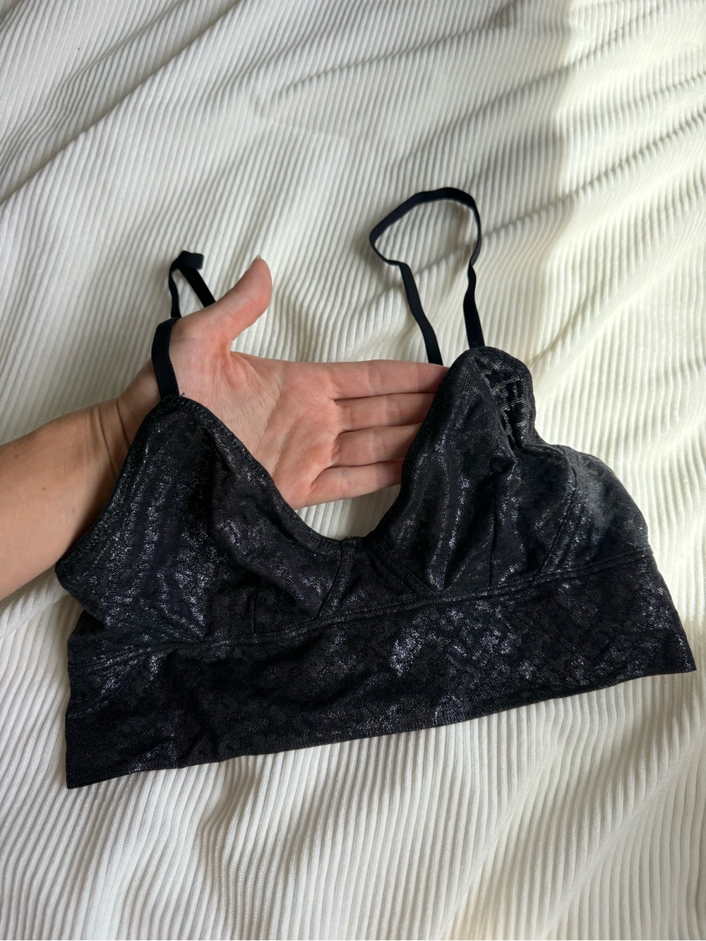 Skims Black Shimmer Bralette - Women Intimates & Sleepwear size Small